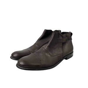 John‎ Varvatos side zip leather ankle boots Size 11.5 brown